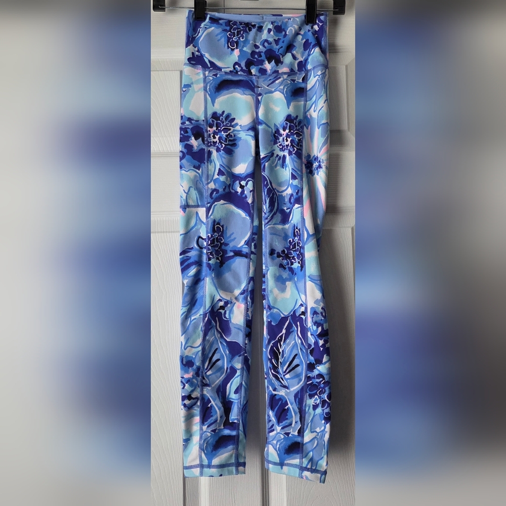 Lilly Pulitzer Blue Floral High-Rise Leggings - Picture 2 of 11